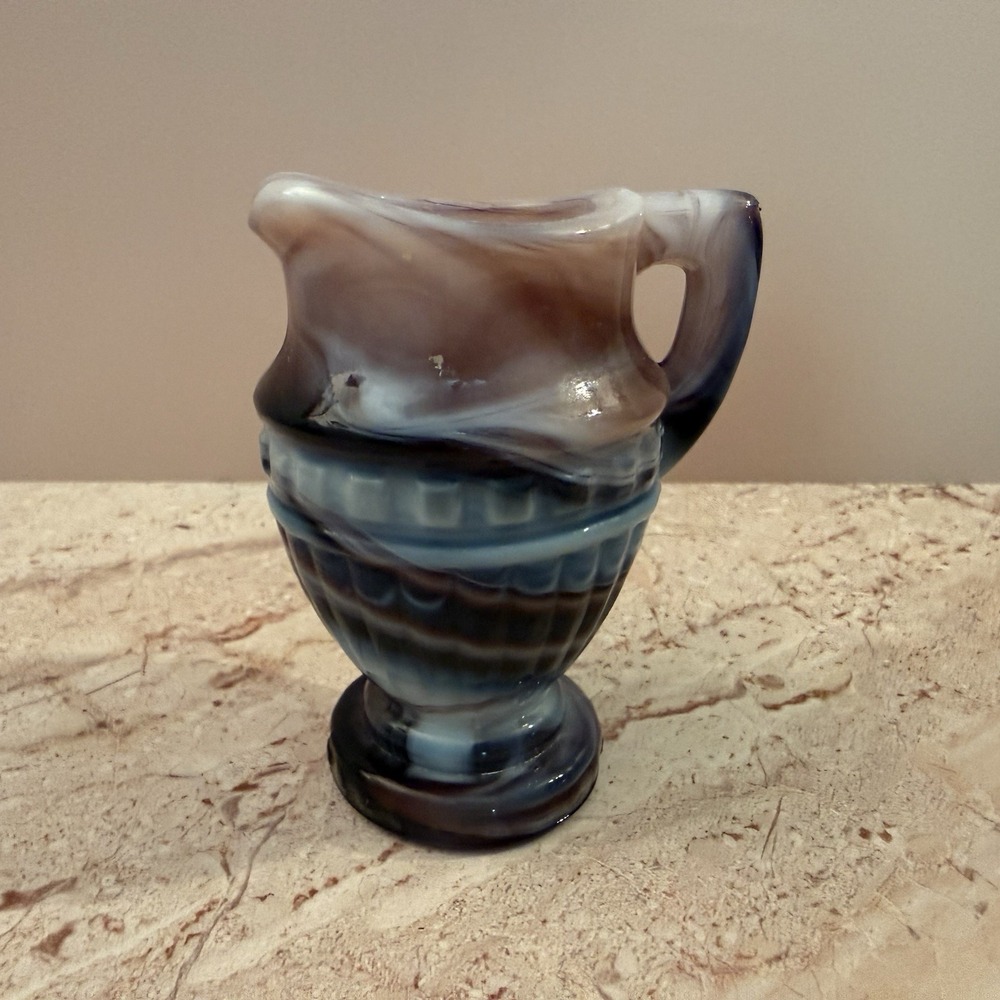 Vintage Imperial Glass Purple Slag Creamer Pitcher Swirl Marlbled Art Glass MCM - Picture 3 of 8